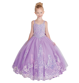 Spaghetti strap sequin tulle ballgown K800