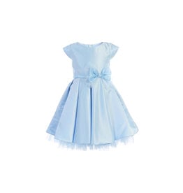 SWEET KIDS FULL PLEATED SATIN SHORT GOWN W/ OVERSIZED BOW SK711