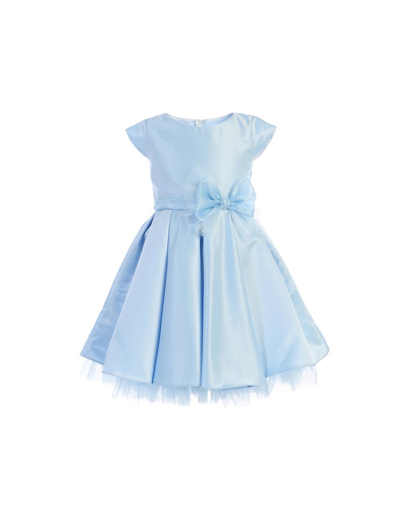 SWEET KIDS FULL PLEATED SATIN SHORT GOWN W/ OVERSIZED BOW SK711