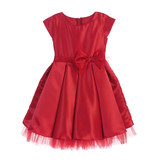 SWEET KIDS FULL PLEATED SATIN SHORT GOWN W/ OVERSIZED BOW SK711