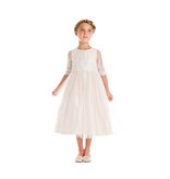 SWEET KIDS SEQUIN & CORD EMBROIDERED MESH TEA LENGTH GOWN SK748