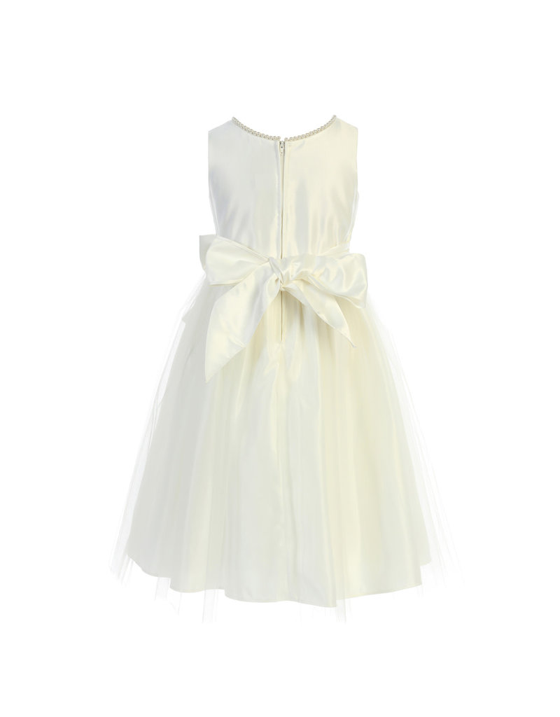 SWEET KIDS SATIN & PEARL SHORT GOWN W/ TULLE SK781