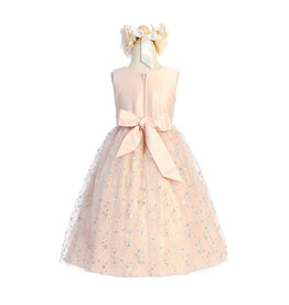 SWEET KIDS SATIN SHORT GOWN W/DIA SEQ TULLE SKIRT SK927B