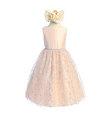 SWEET KIDS SATIN SHORT GOWN W/DIA SEQ TULLE SKIRT SK927B