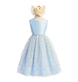 SWEET KIDS SATIN SHORT GOWN W/DIA SEQ TULLE SKIRT SK927B