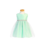 SWEET KIDS INFANT SATIN GOWN W/ METALLIC MESH SKIRT SKB841