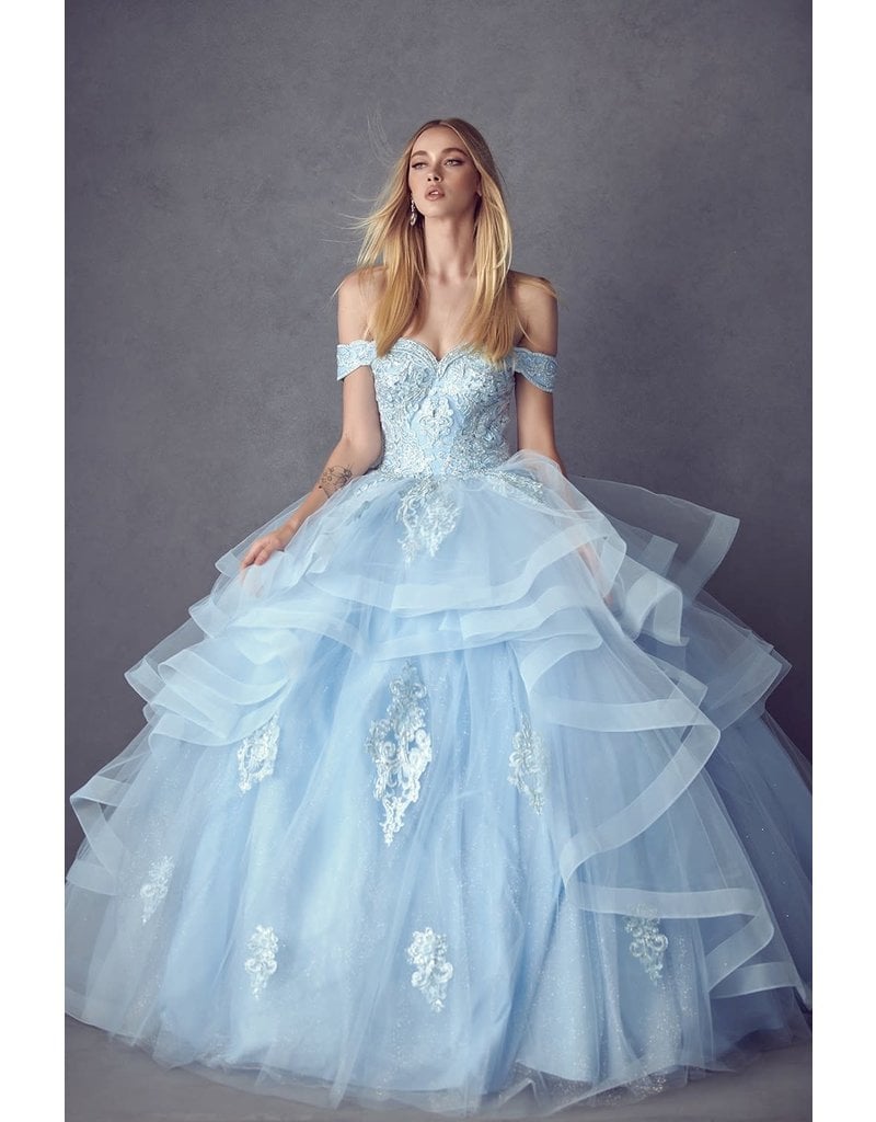 Off the shoulder ruffle tulle ballgown 1432