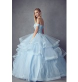 Off the shoulder ruffle tulle ballgown 1432