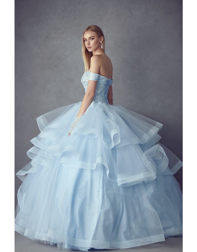 Off the shoulder ruffle tulle ballgown 1432