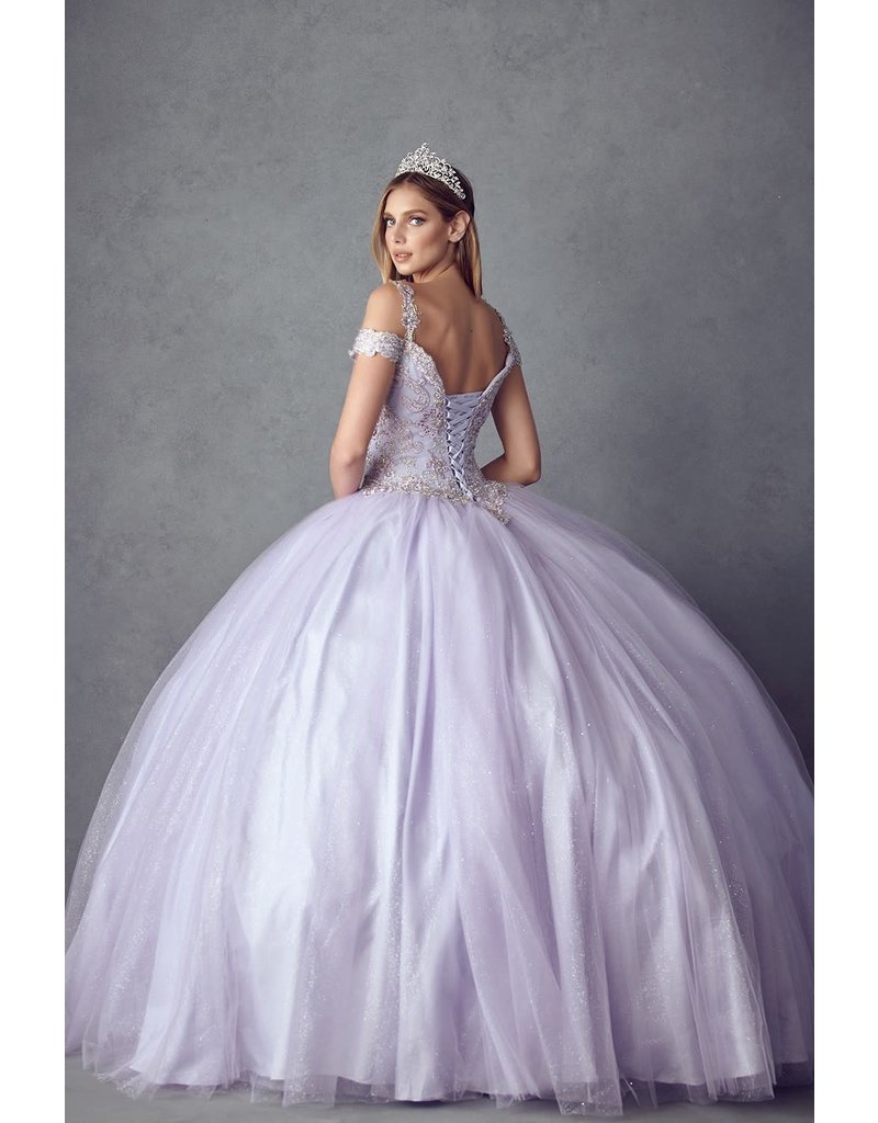 Off the shoulder beaded tulle ballgown 1430