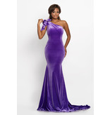 One shoulder velvet fitted gown 2055