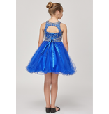 Beaded high neck corset back little girl pageant gown 5022