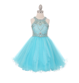 Beaded high neck corset back little girl pageant gown 5022