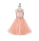 Beaded high neck corset back little girl pageant gown 5022