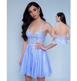 Spaghetti strap sparkle flowy short gown F335