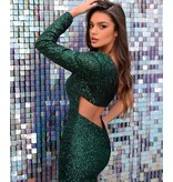 Sequin fitted one sleeve short gown 30209