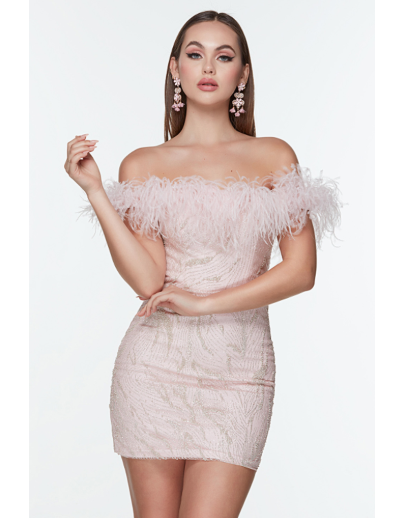 OFF SHOULDER GLITTER W/ FEATHERS 4500
