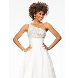 ONE SHOULDER BEADED TOP GOWN 11149