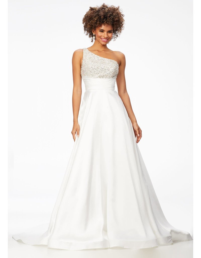 ONE SHOULDER BEADED TOP GOWN 11149