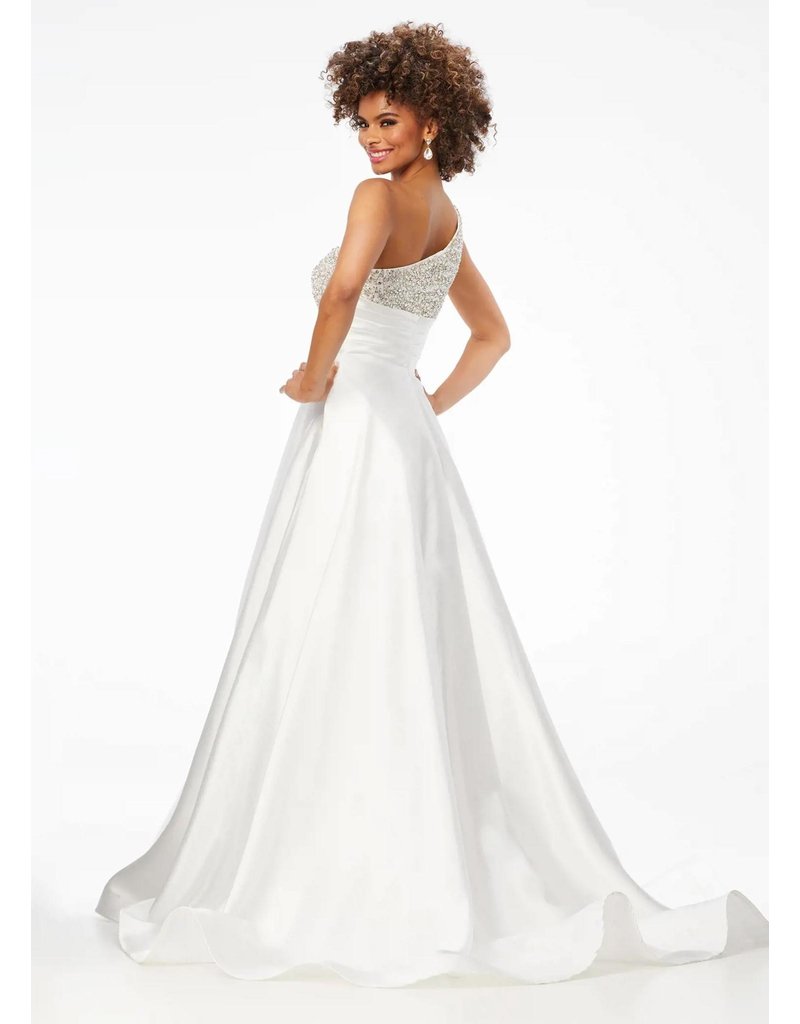 ONE SHOULDER BEADED TOP GOWN 11149