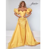 Strapless mermaid gown w/cape and arm cuffs 2502