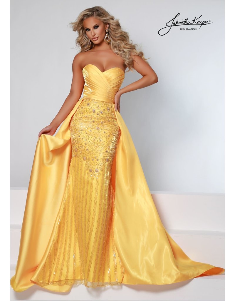 Strapless mermaid gown w/cape and arm cuffs 2502