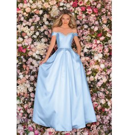 OFF SHOULDER BALLGOWN W/ CRYSTAL NECK 8057