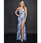 SEQUIN FLORAL GOWN W/ LEG SLIT 3225