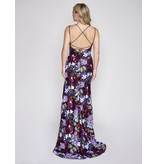 SEQUIN FLORAL GOWN W/ LEG SLIT 3225