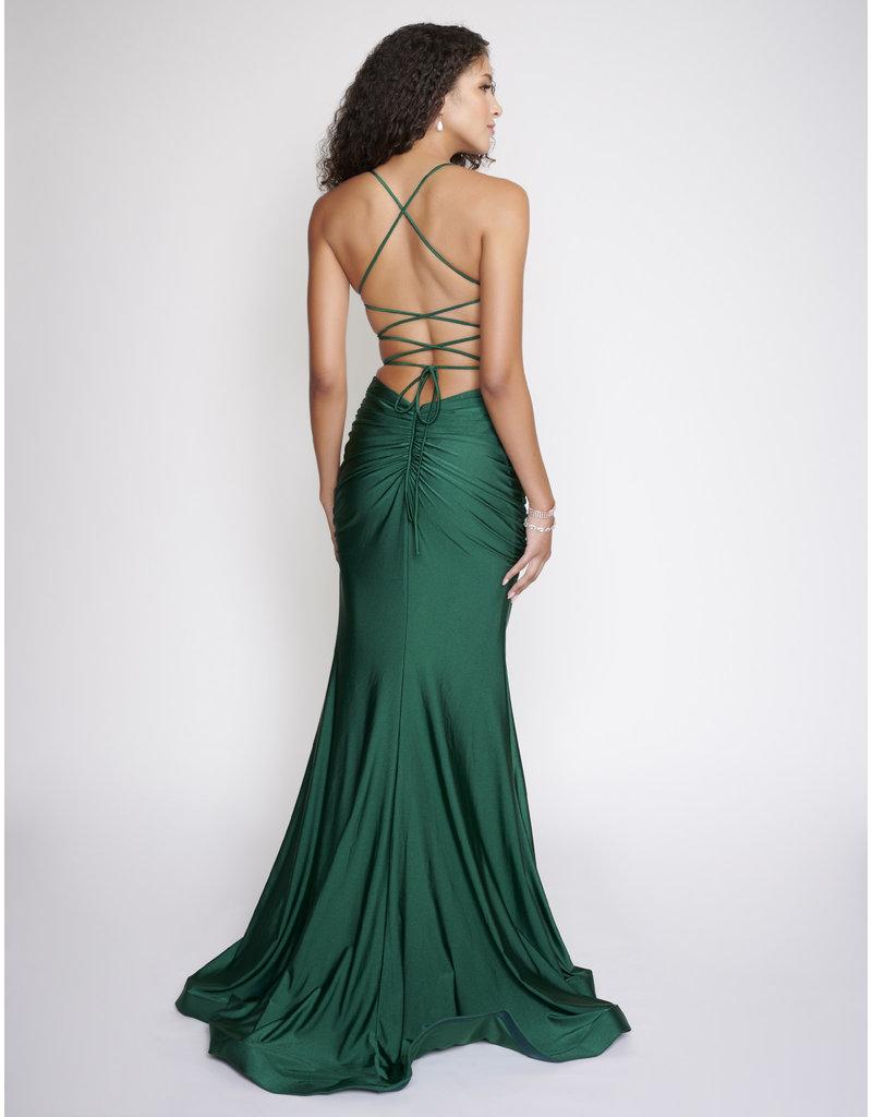 FLORAL BODICE GOWN W/ LACE UP BACK 8207