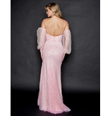 GLITTER LACE GOWN W/ DETACHED SLEEVES 8217