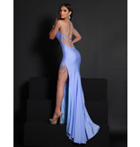 Fitted Jersey gown w/leg slit beading 23239