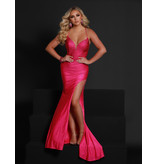 Fitted Jersey gown w/leg slit beading 23239
