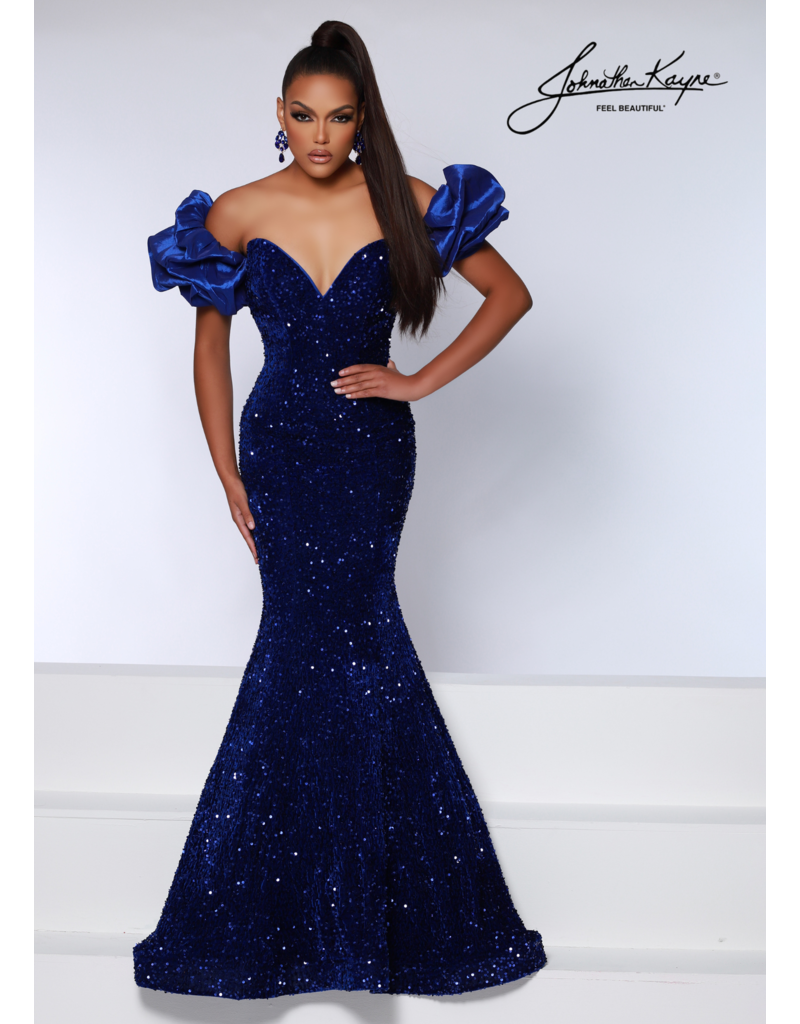 Strapless sequin mermaid with arm puffs 2641