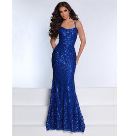 Sequin Fitted Spaghetti strap open back gown 20188