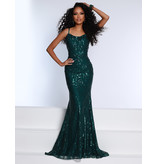 Sequin Fitted Spaghetti strap open back gown 20188