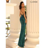 One shoulder sequin fitted gown w/leg slit 810421