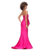 Strapless fitted beaded wrap waist gown 11295