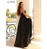 STRAPLESS SEQUIN GOWN W/ SIDE SLIT 810581