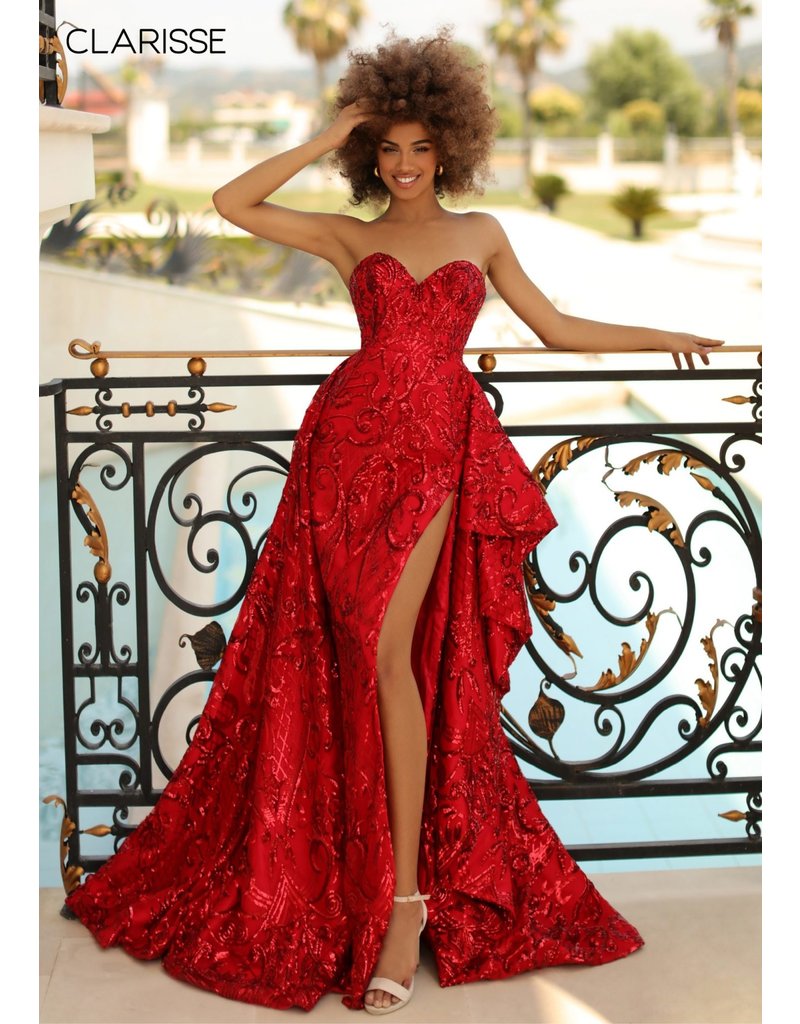 STRAPLESS SEQUIN GOWN W/ SIDE SLIT 810581