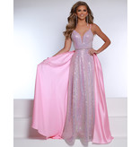 Spaghetti strap sequin a-line gown w/wrap skirt 23439