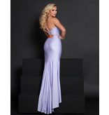 Spaghetti strap glitter jersey lace up back fitted gown 23232