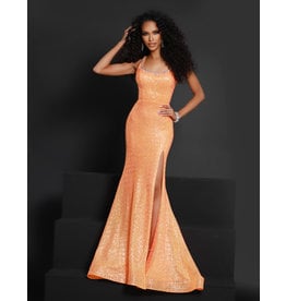 Tank fitted scoop neck sequin gown 23450