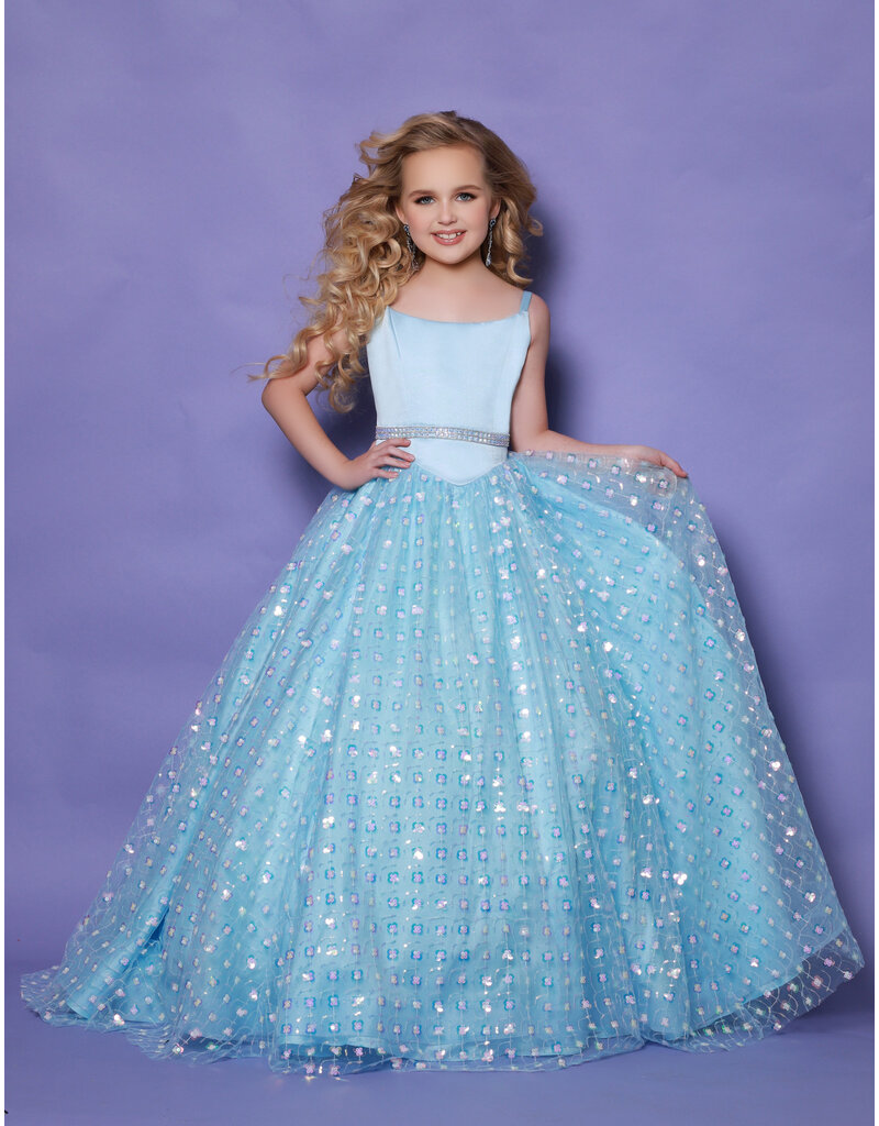 Tank Satin bodice sequin skirt ballgown G1270