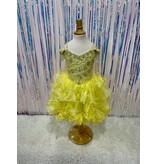2Cute Princess Off the shoulder beaded bodice short Ruffle skirt gown G2011