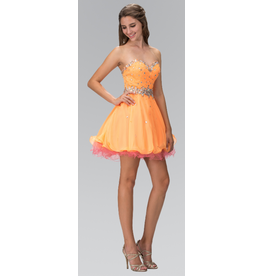 GLS Collective Strapless Sweetheart Tulle Short Dress w/Jeweled Bodice GS1108
