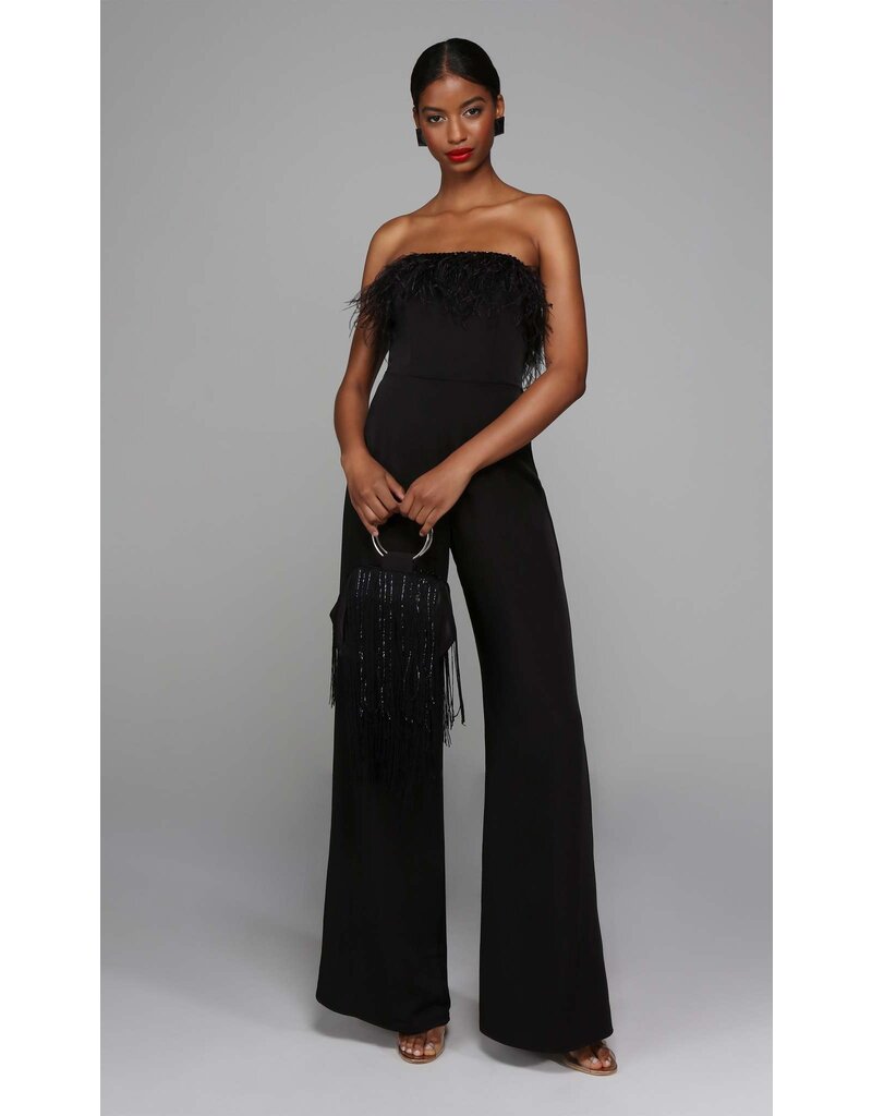 LONG JUMPSUIT, FEATHER NECKLINE 1706