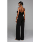 LONG JUMPSUIT, FEATHER NECKLINE 1706