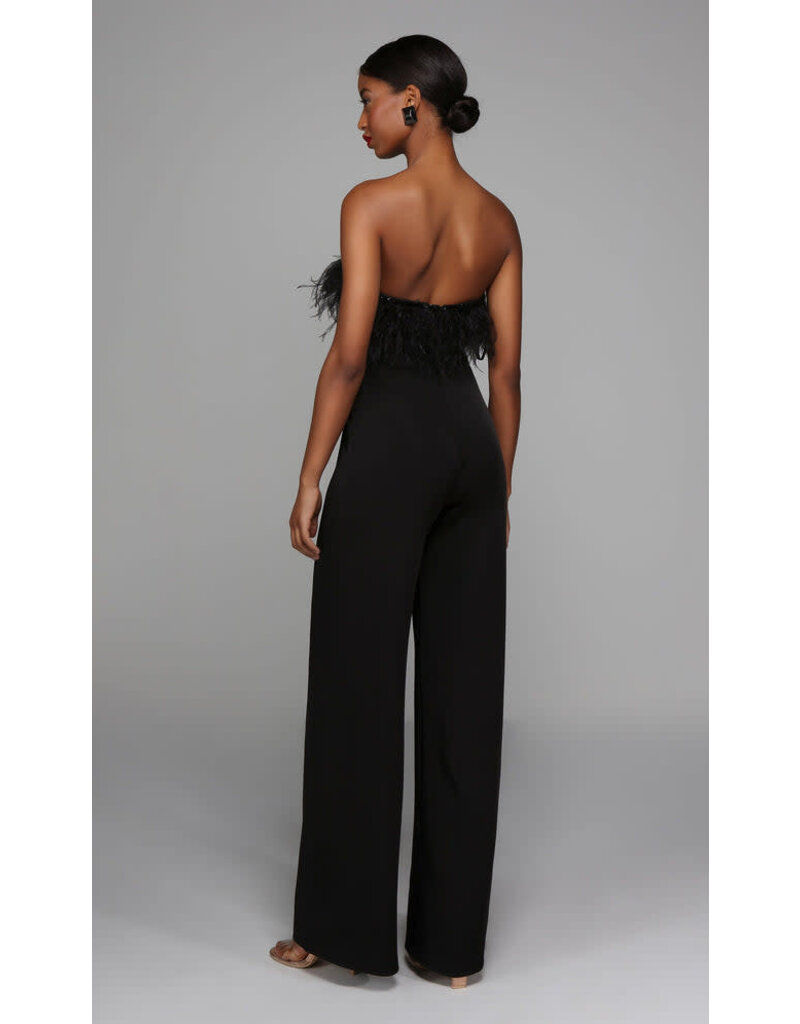 LONG JUMPSUIT, FEATHER NECKLINE 1706