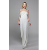 LONG JUMPSUIT, FEATHER NECKLINE 1706